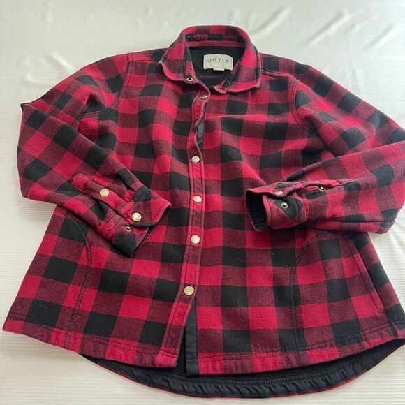Orvis Red Black Lumberjack Snap Button Up Shirt Size Large - Picture 1 of 8